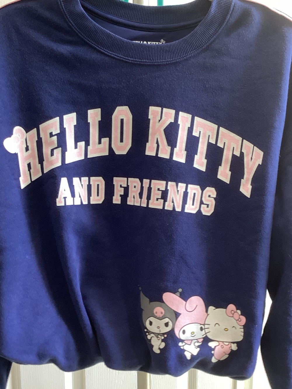 Hello Kitty Navy Blue Sweatshirt with Pink and White Graphics